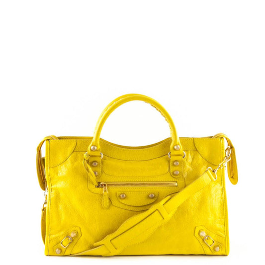 Luxury Balenciaga Curry Lambskin Giant 12 Gold City Bag