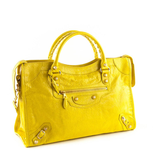 Luxury Balenciaga Curry Lambskin Giant 12 Gold City Bag