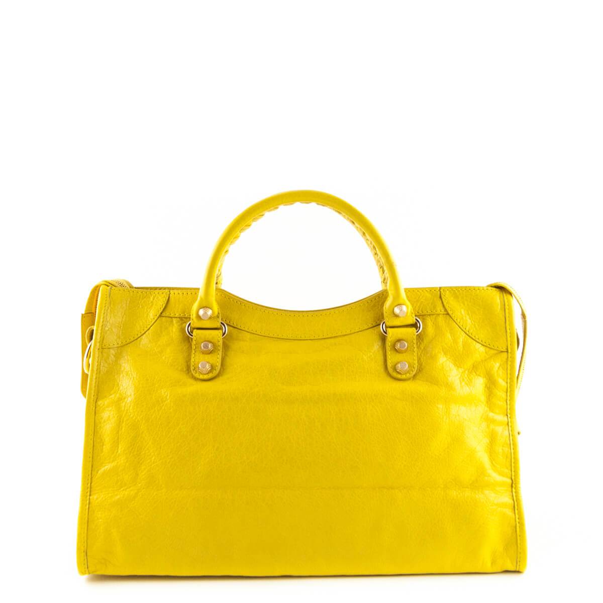 Luxury Balenciaga Curry Lambskin Giant 12 Gold City Bag