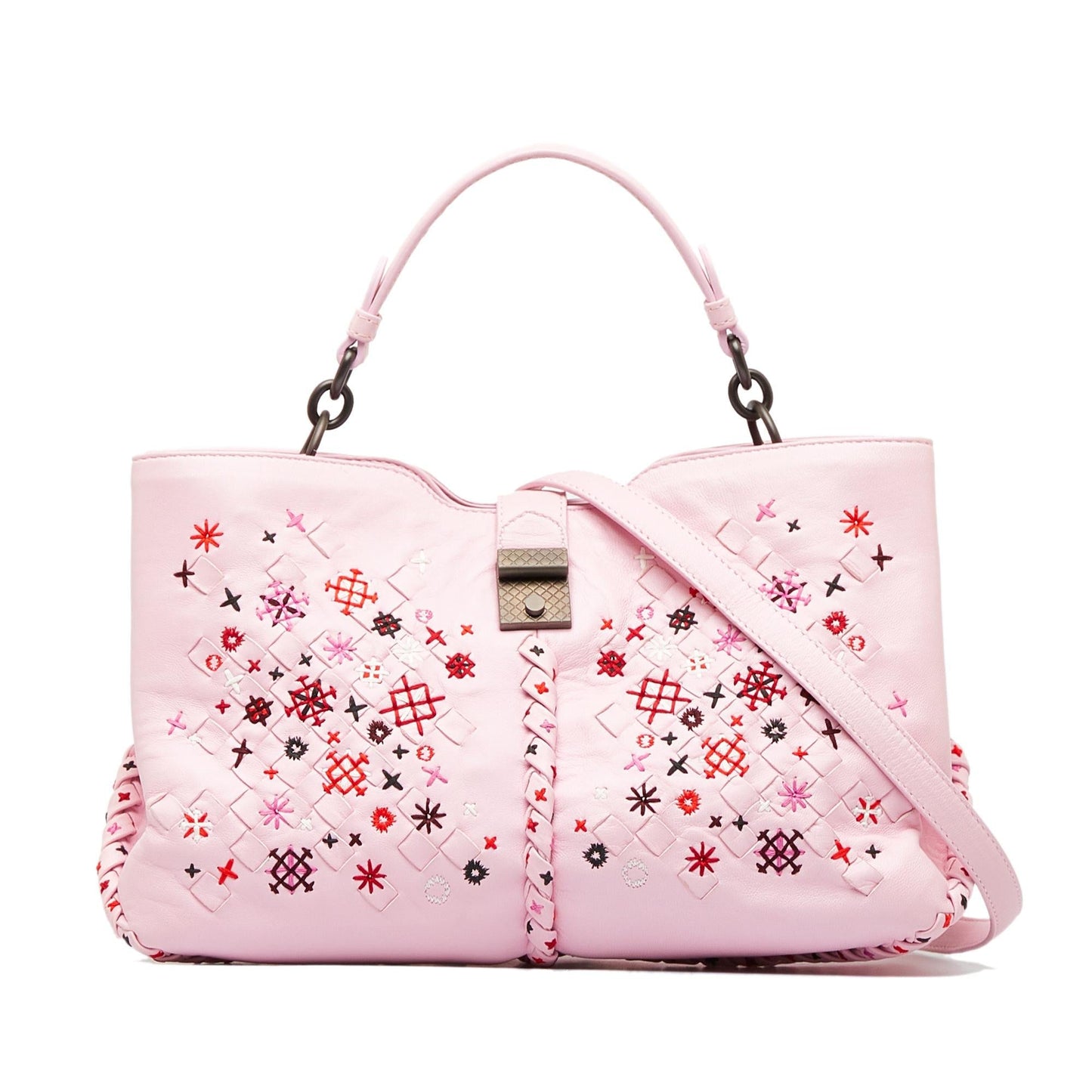 Luxury Bottega Veneta Intrecciato Napoli Meadow Flower Leather Satchel (SHG-1F8F3W)