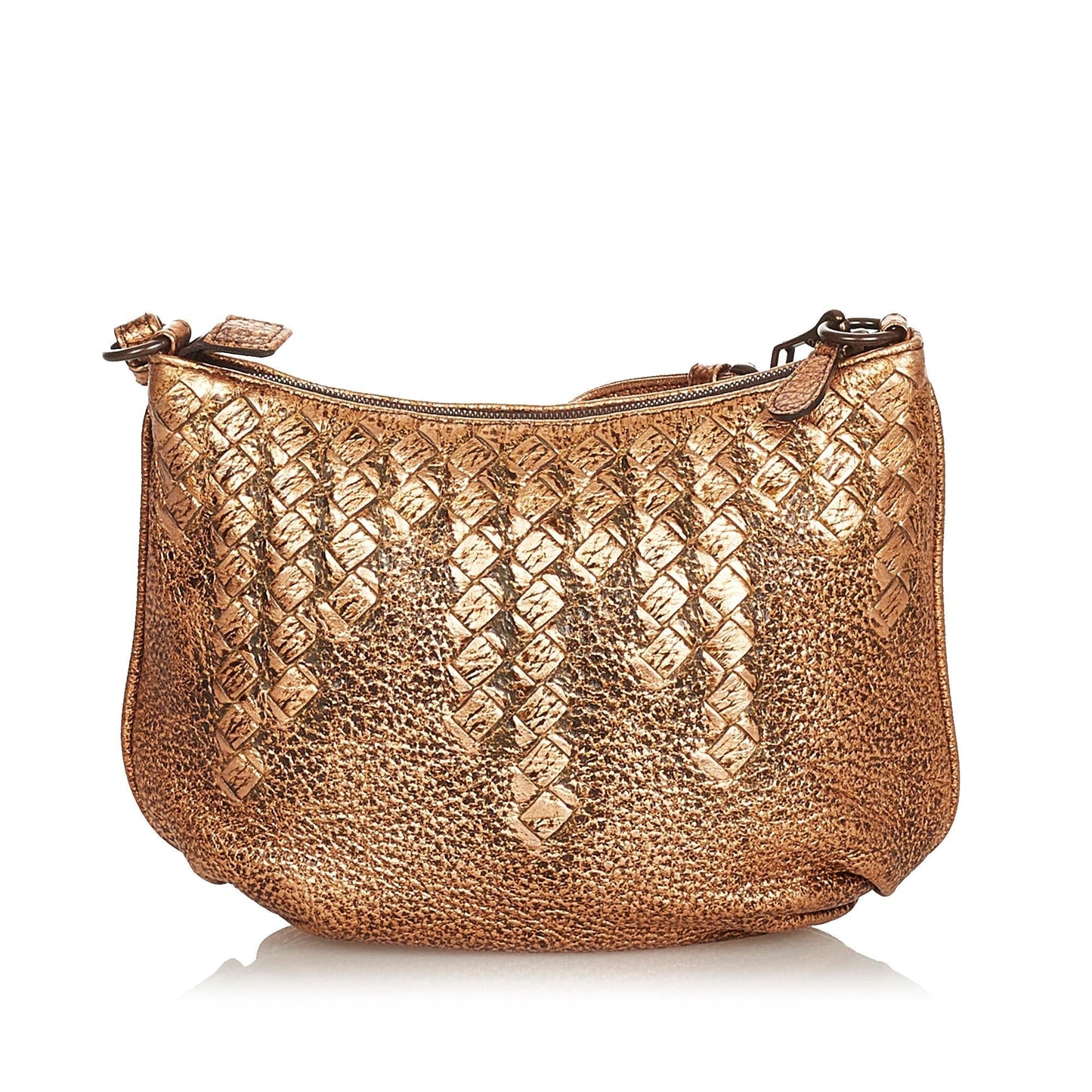 Luxury Bottega Veneta Metallic Intrecciato Leather Shoulder Bag (SHG-26302)