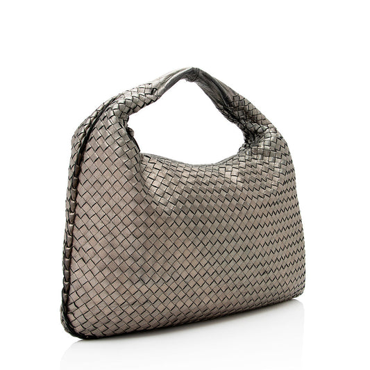 Luxury Bottega Veneta Metallic Intrecciato Nappa Veneta Large Hobo (SHF-20546)