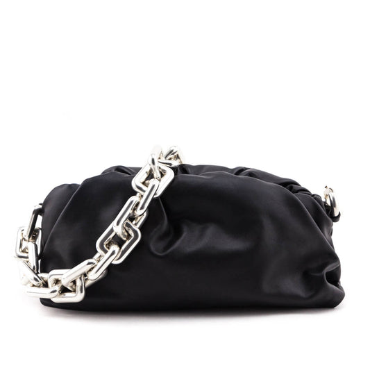 Luxury Bottega Veneta Black Calfskin Teen Chain Pouch