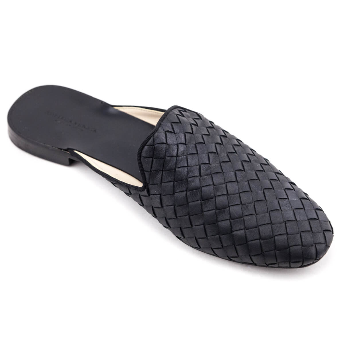 Luxury Bottega Veneta Black Intrecciato Weave Mules Size US 9 | IT 39
