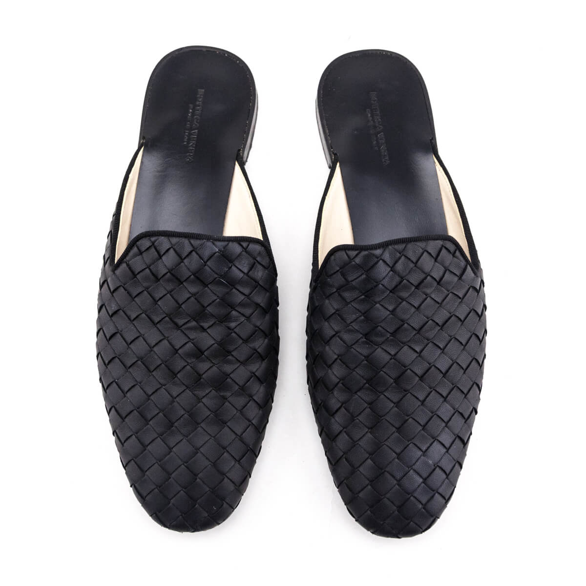 Luxury Bottega Veneta Black Intrecciato Weave Mules Size US 9 | IT 39