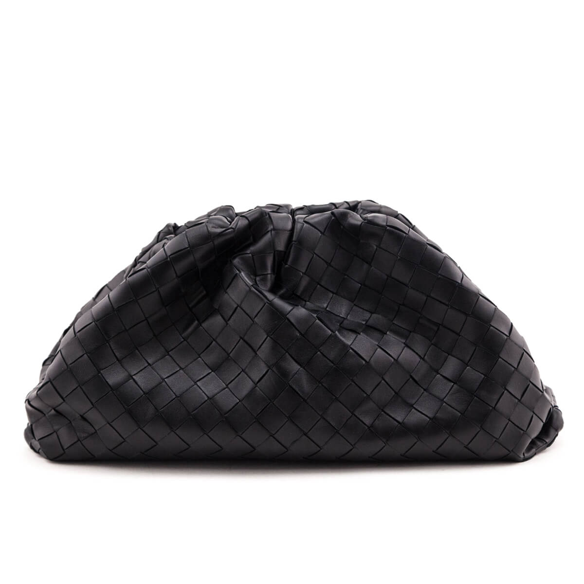 Luxury Bottega Veneta Black Lambskin Intrecciato Classic The Pouch Clutch