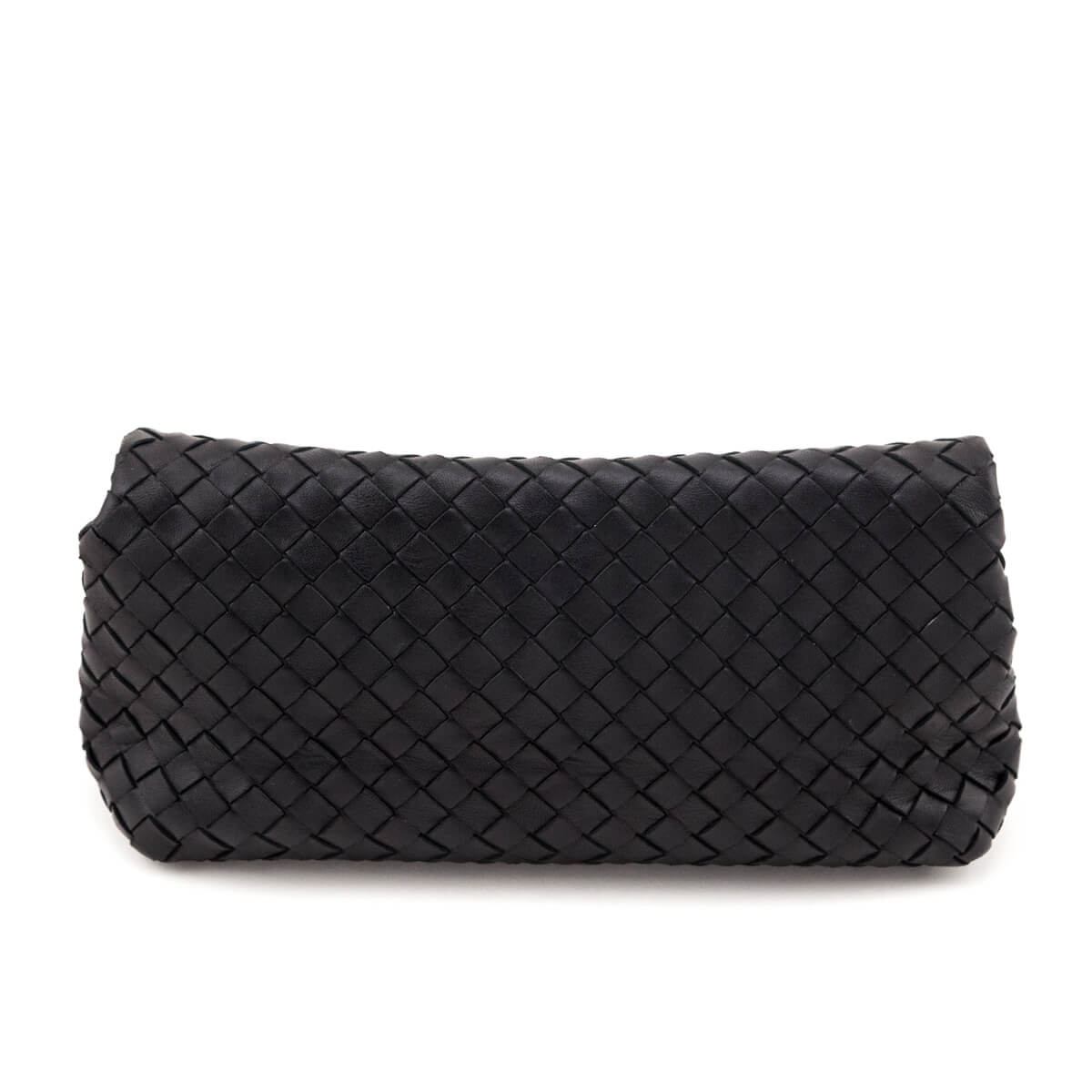Luxury Bottega Veneta Black Nappa Intrecciato Flap Clutch