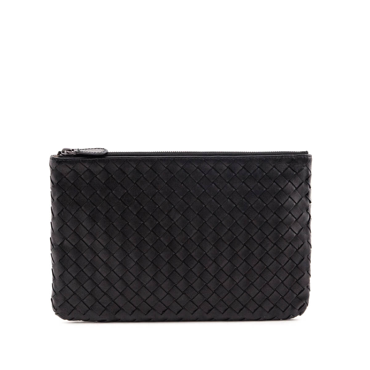 Luxury Bottega Veneta Black Nappa & Snakeskin Intrecciato Medium Zip Pouch