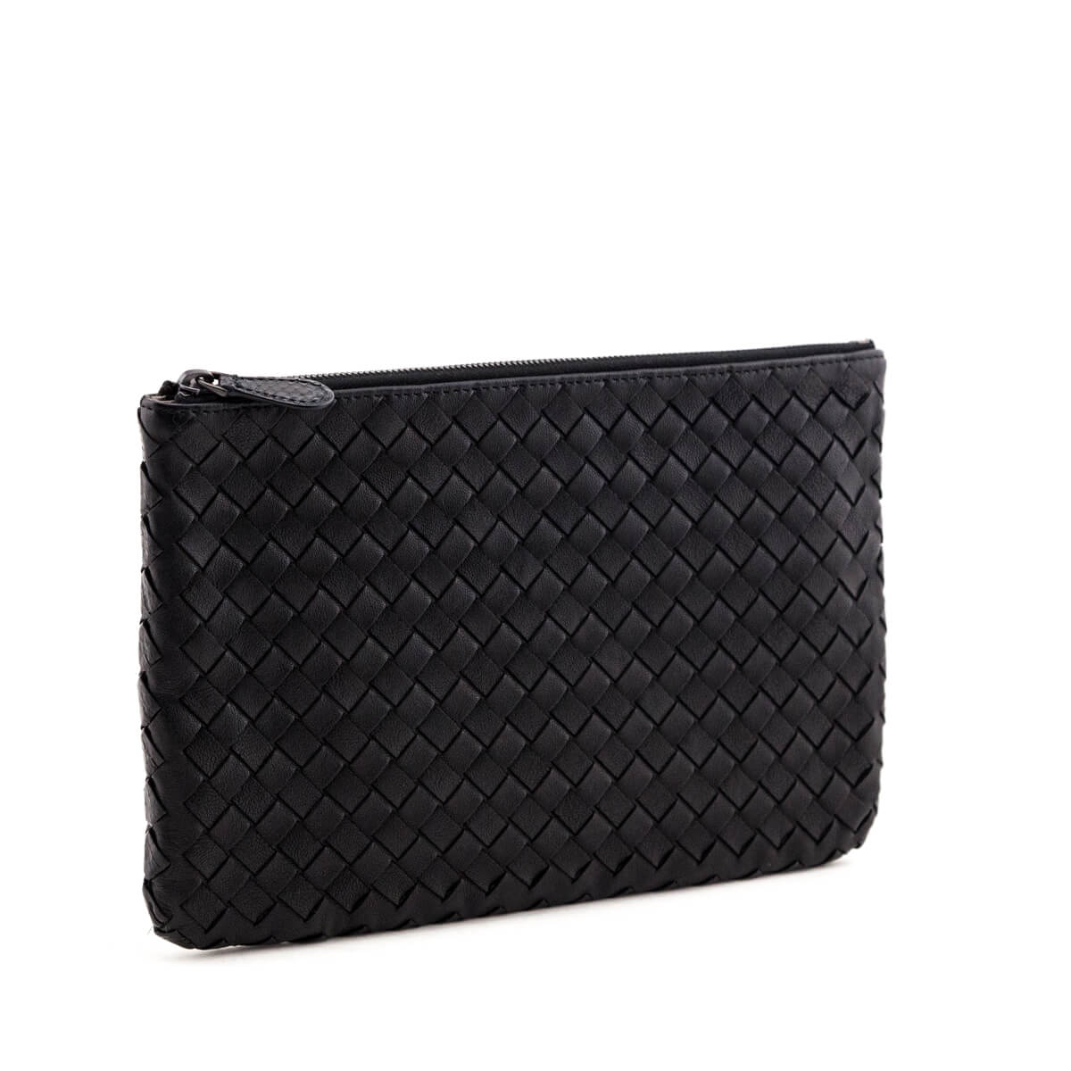 Luxury Bottega Veneta Black Nappa & Snakeskin Intrecciato Medium Zip Pouch