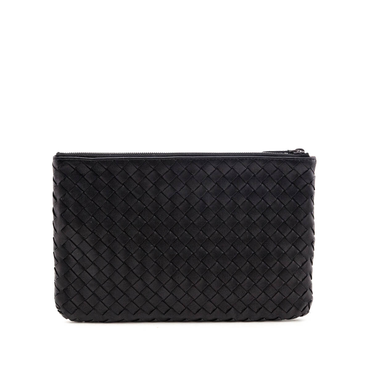 Luxury Bottega Veneta Black Nappa & Snakeskin Intrecciato Medium Zip Pouch