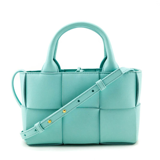 Luxury Bottega Veneta Celadon Lambskin Maxi Intreccio Candy Arco Tote