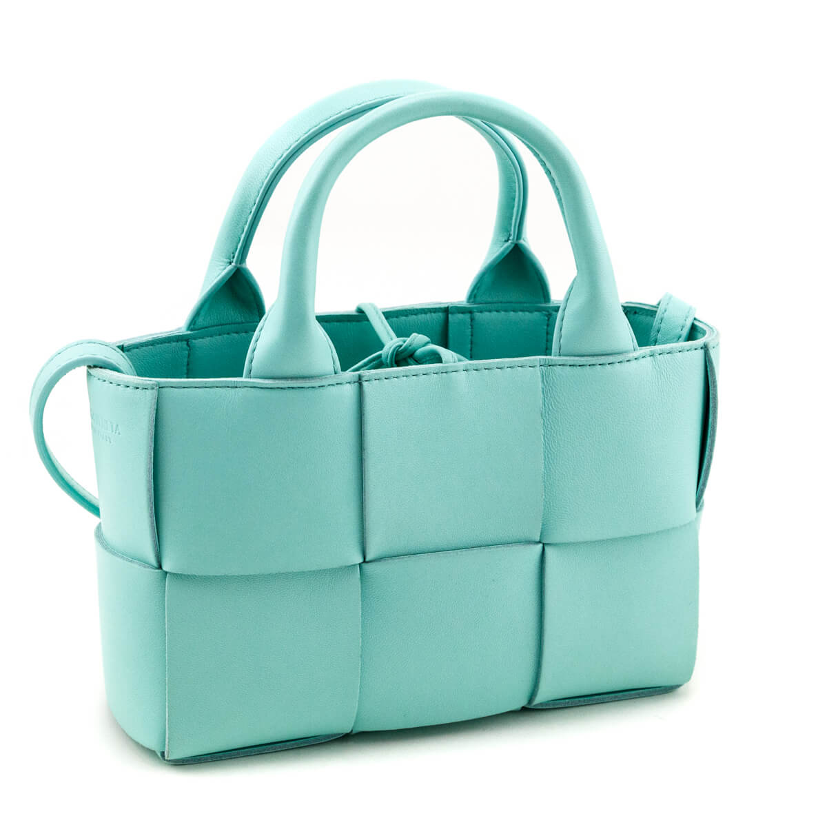 Luxury Bottega Veneta Celadon Lambskin Maxi Intreccio Candy Arco Tote