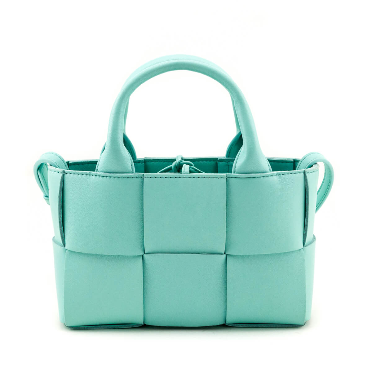 Luxury Bottega Veneta Celadon Lambskin Maxi Intreccio Candy Arco Tote