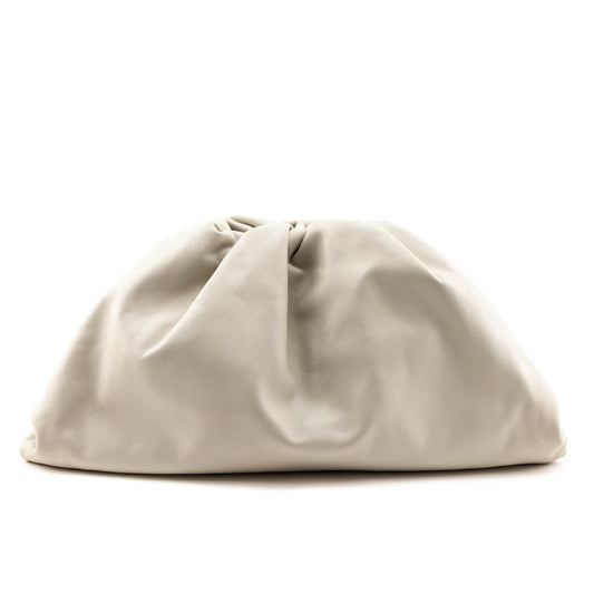 Luxury Bottega Veneta Chalk Smooth Butter Calf The Pouch Oversized Clutch