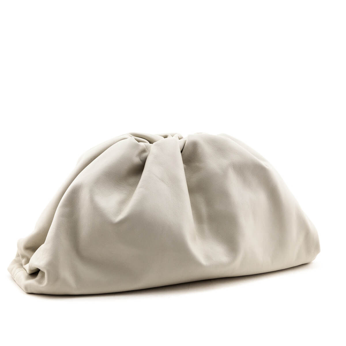 Luxury Bottega Veneta Chalk Smooth Butter Calf The Pouch Oversized Clutch