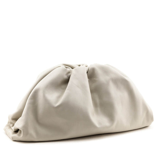 Luxury Bottega Veneta Chalk Smooth Butter Calf The Pouch Oversized Clutch