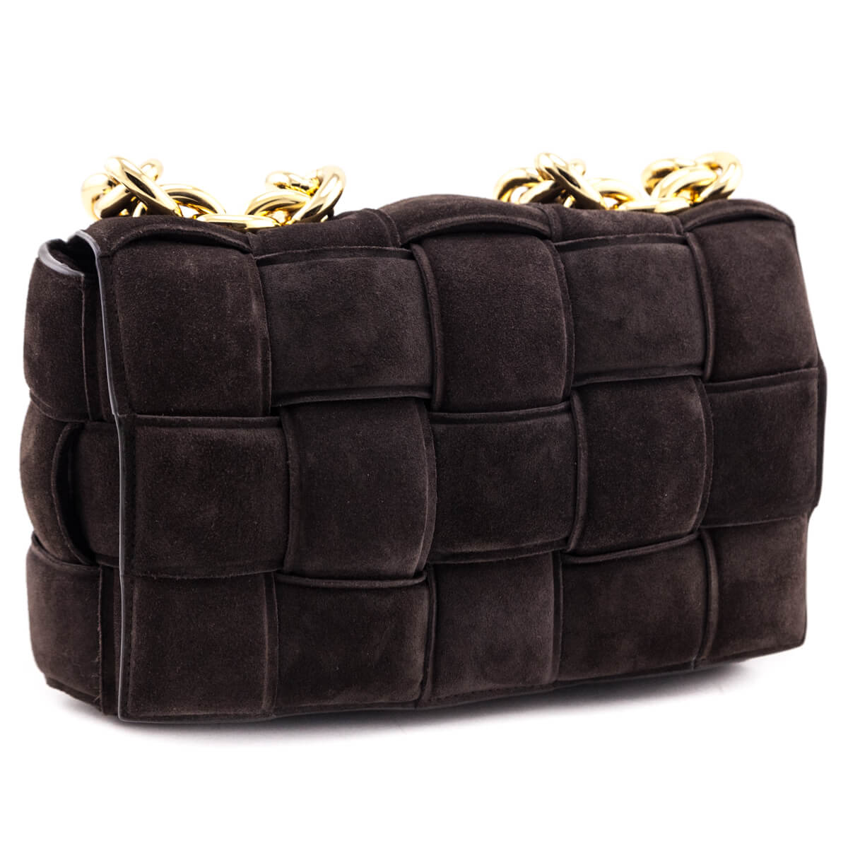 Luxury Bottega Veneta Fondant Suede Maxi Intreccio Padded Chain Cassette Bag