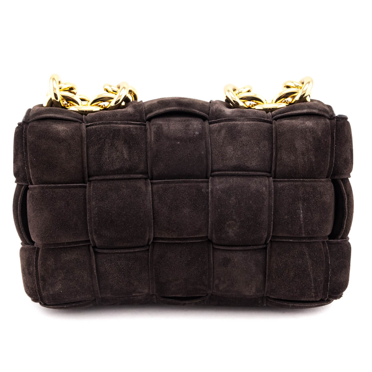 Luxury Bottega Veneta Fondant Suede Maxi Intreccio Padded Chain Cassette Bag