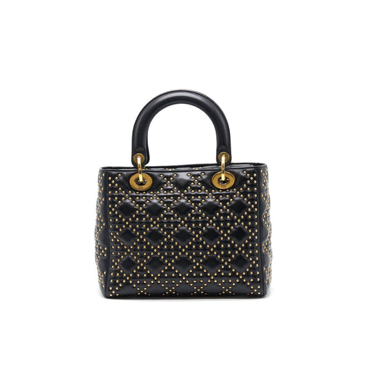 Luxury Dior Supple Lady Luxury Dior Studded Tote Bag Black GHW