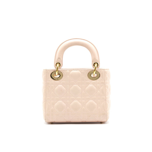 Luxury Dior Mini Lady Luxury Dior Lambskin Light Pink GHW