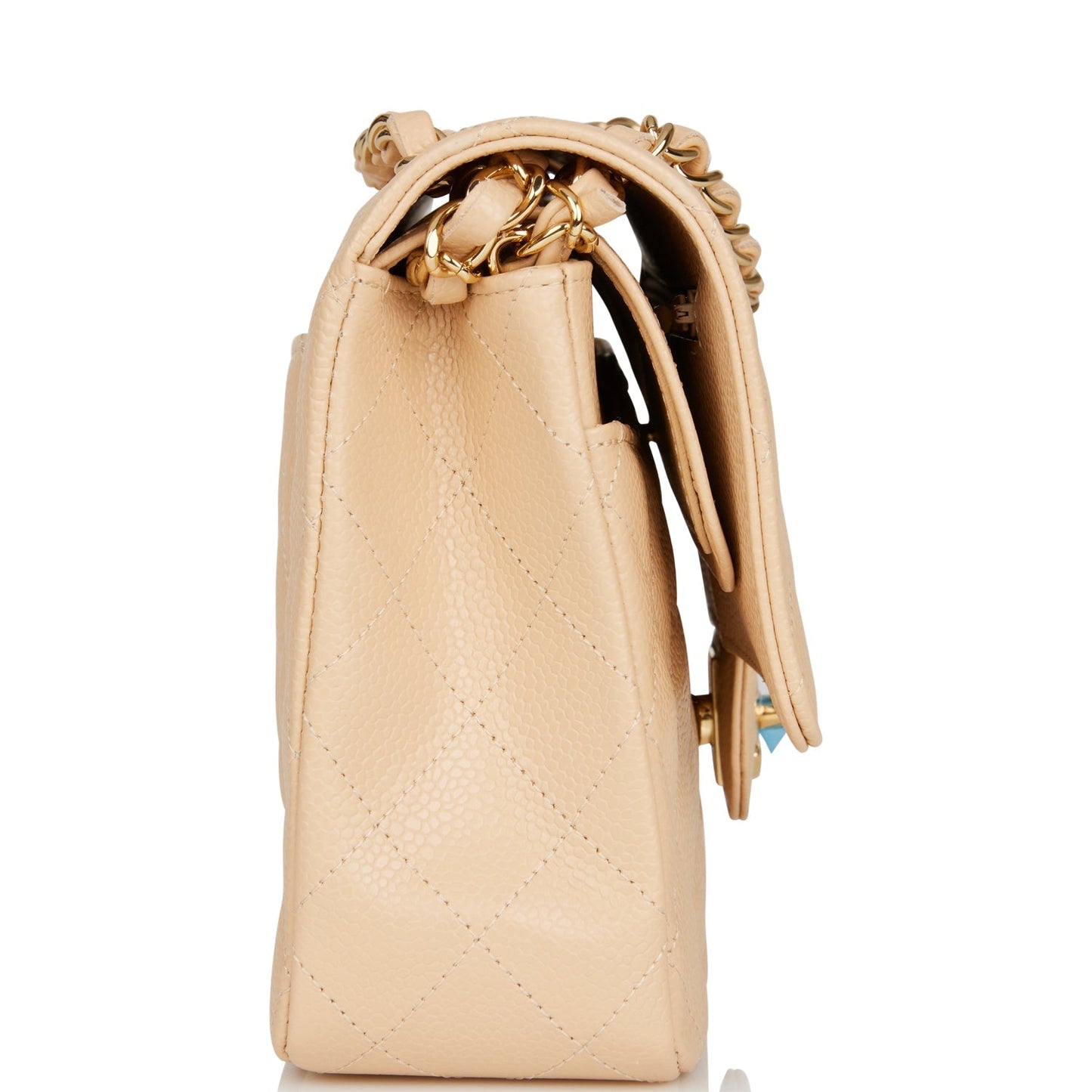 Luxury Chanel Medium Classic Double Flap Bag Beige Caviar Gold Hardware