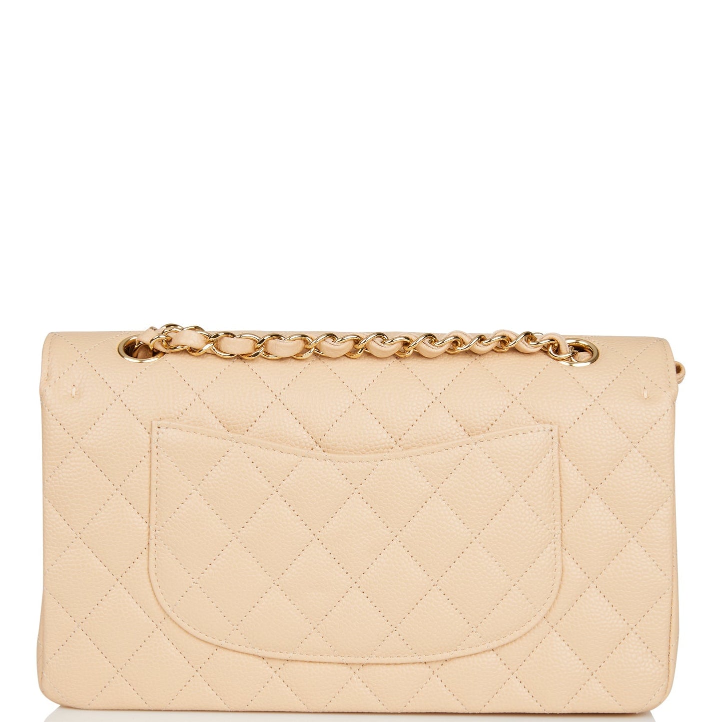 Luxury Chanel Medium Classic Double Flap Bag Beige Caviar Gold Hardware