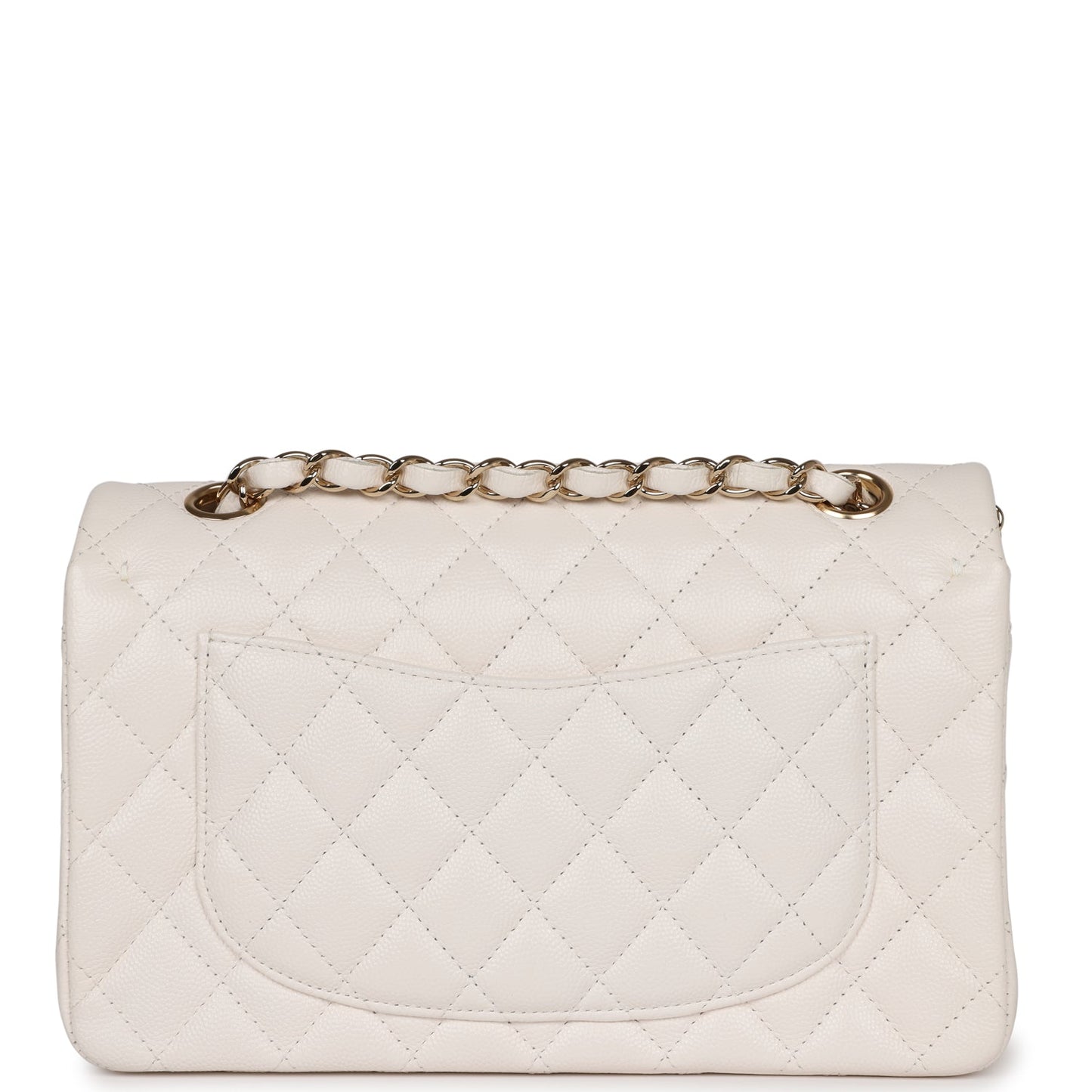 Luxury Chanel Small Classic Double Flap White Caviar  Light Gold Hardware