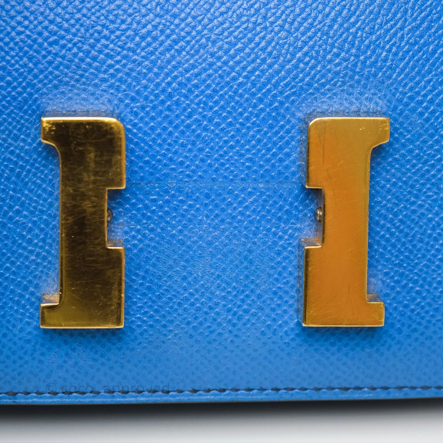 Hermès Constance Mini 18cm Bleu Izmir 7W Epsom Gold Hardware