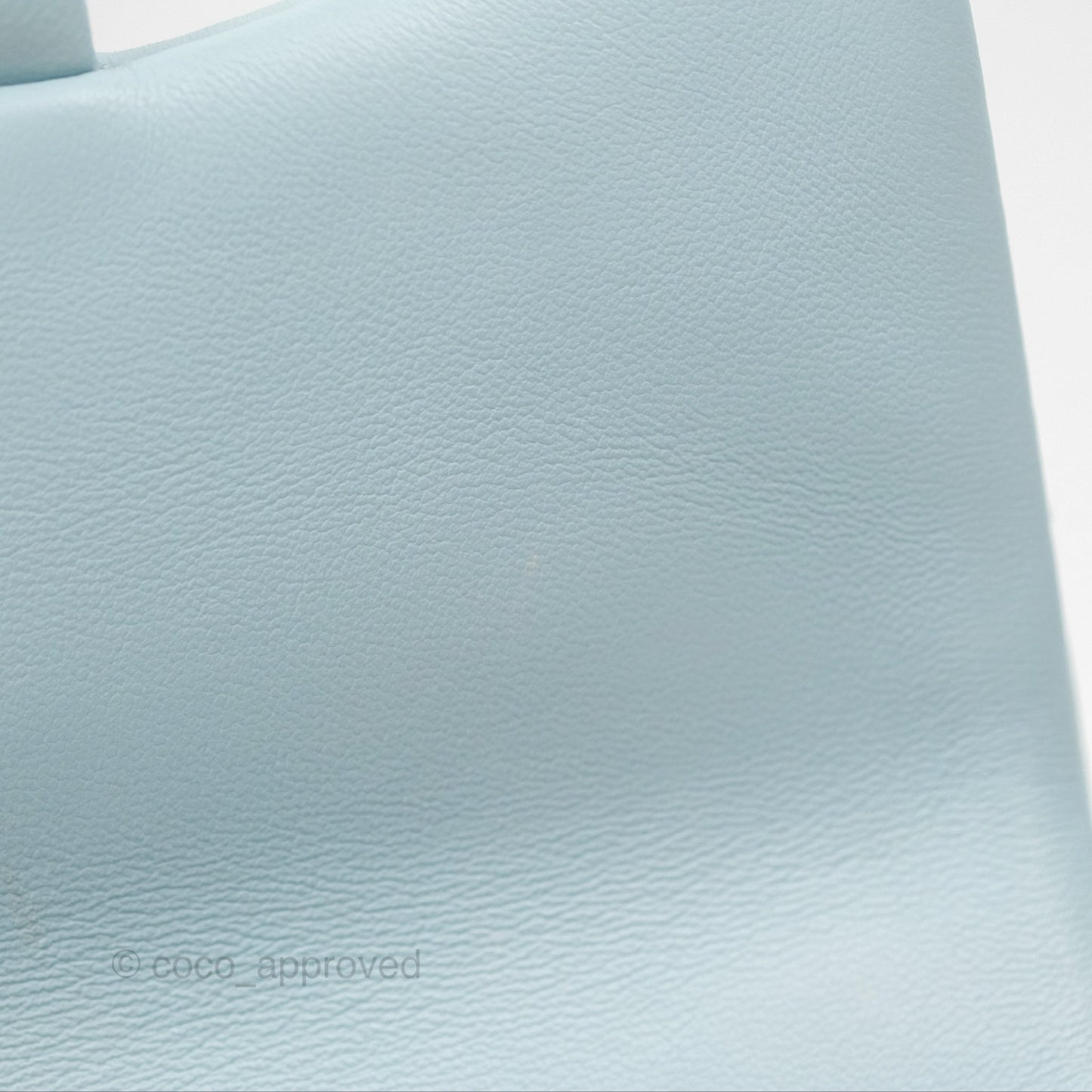 Chanel Quilted Enamel Pending CC Mini Square Flap Baby Blue Lambskin 22P