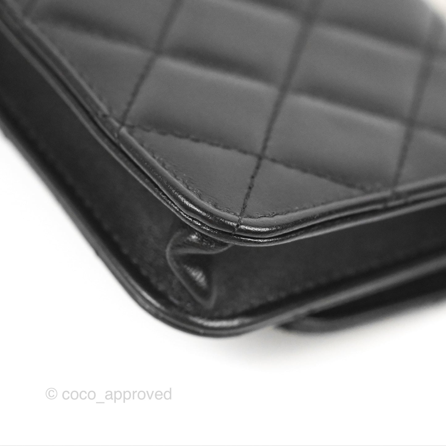 Chanel Mini Quilted Trendy CC Card Holder With Chain Black Lambskin Gold Hardware