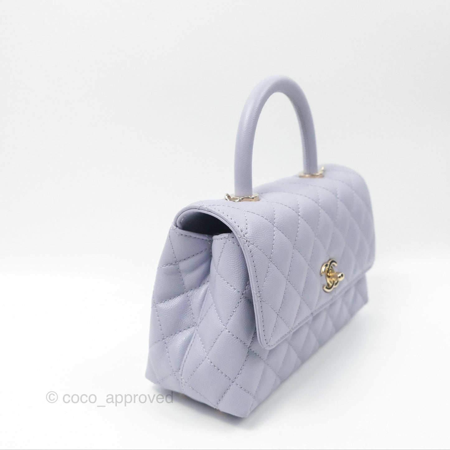 Chanel Small Coco Handle Quilted Purple Lilac Caviar Gold Hardware 21K