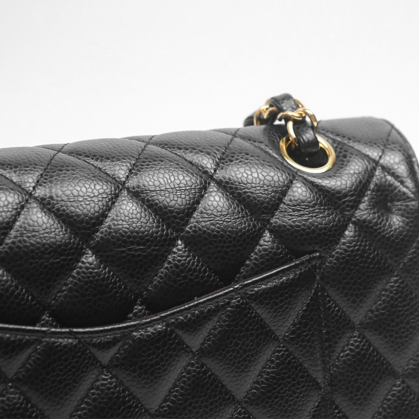 Chanel Classic M/L Medium Flap Quilted Black Caviar Gold Hardware