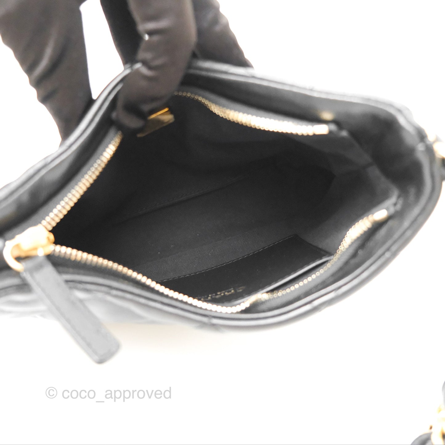 Chanel Small Hobo Bag CC Chain Black Calfskin Aged Gold Hardware 22K