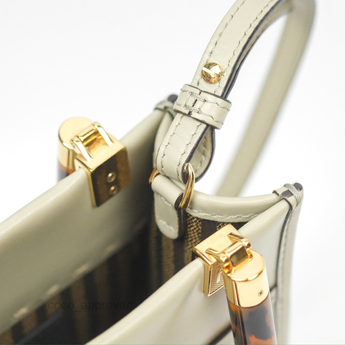 Fendi Mini Sunshine Shopper Bag Green Tea Tortoiseshell-effect Handle