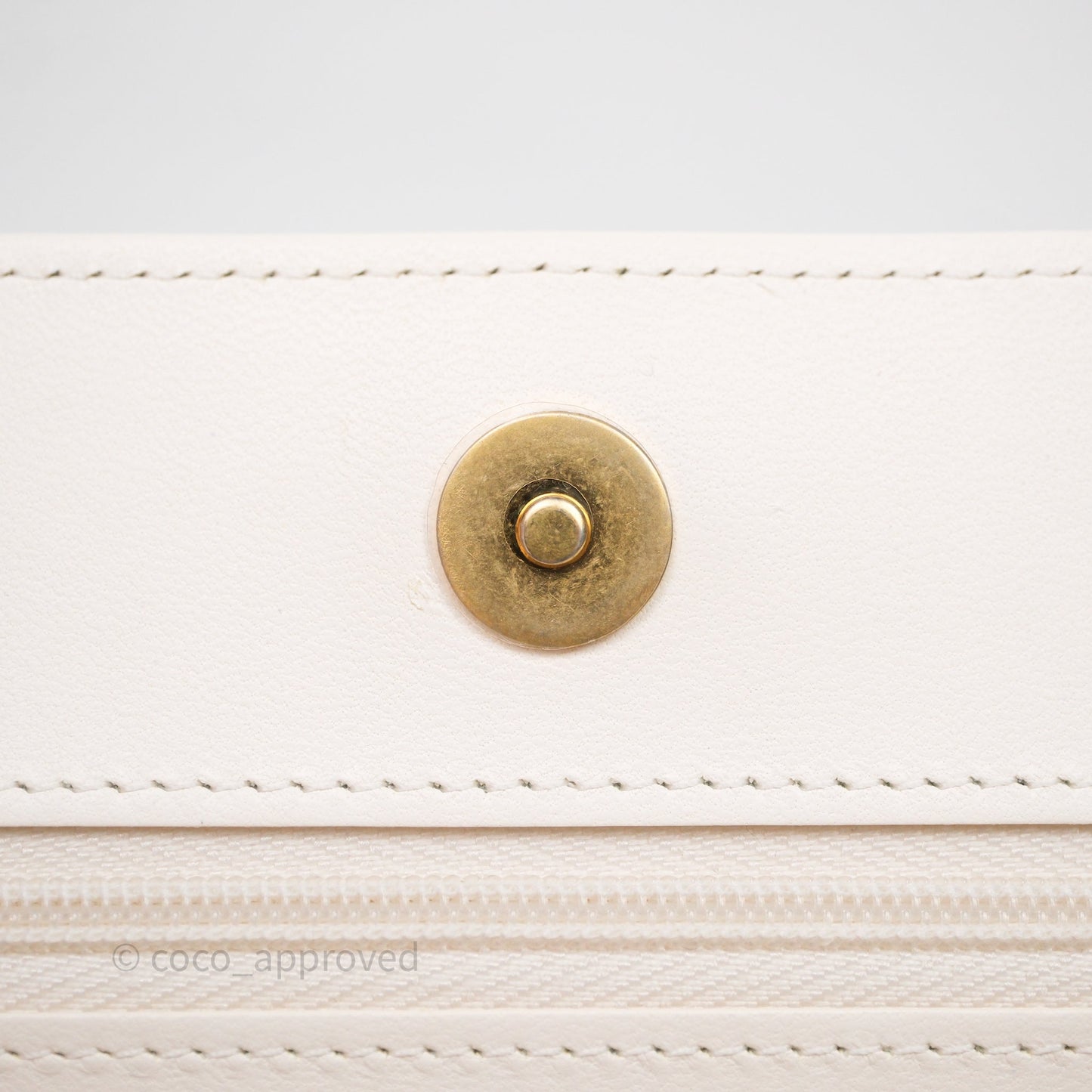 Chanel Coco Heart Chain WOC Ivory White Lambskin Aged Gold Hardware 22K