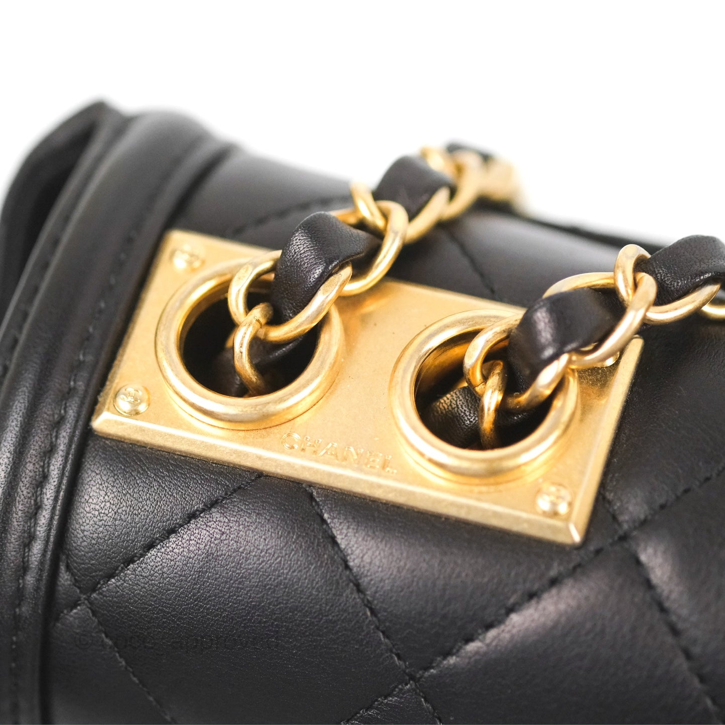 Chanel Quilted Medium Elegant CC Flap Black Lambskin Gold Hardware