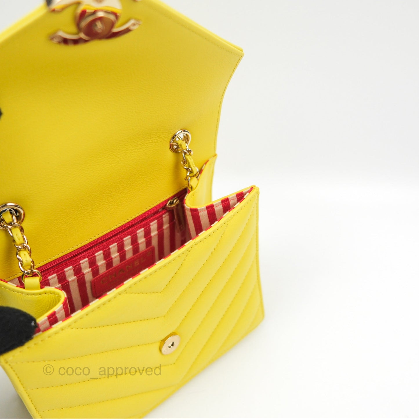 Chanel Chevron Square Envelope Flap Bag Yellow 19C