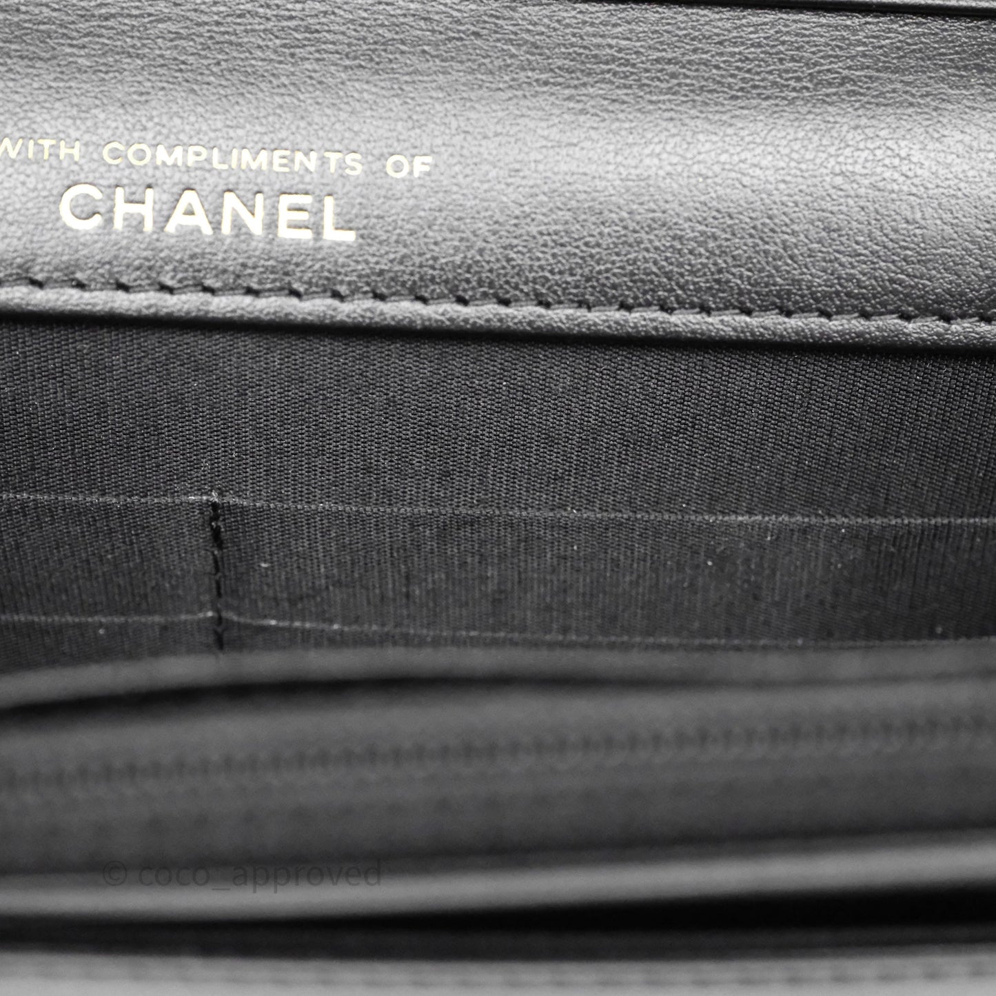 Chanel Quilted Wallet on Chain WOC Stitching Black Calfskin Gold Hardware