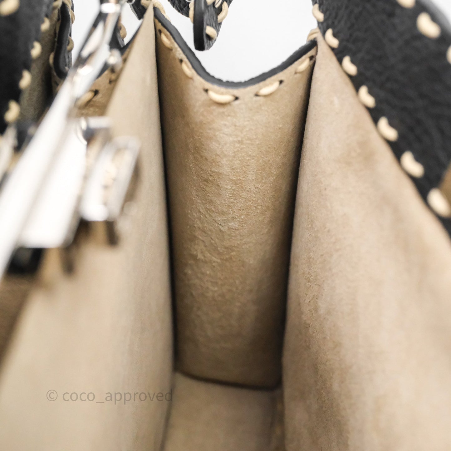 Fendi Peekaboo ISeeU Python Handle Handbag Black Calfskin Silver Hardware