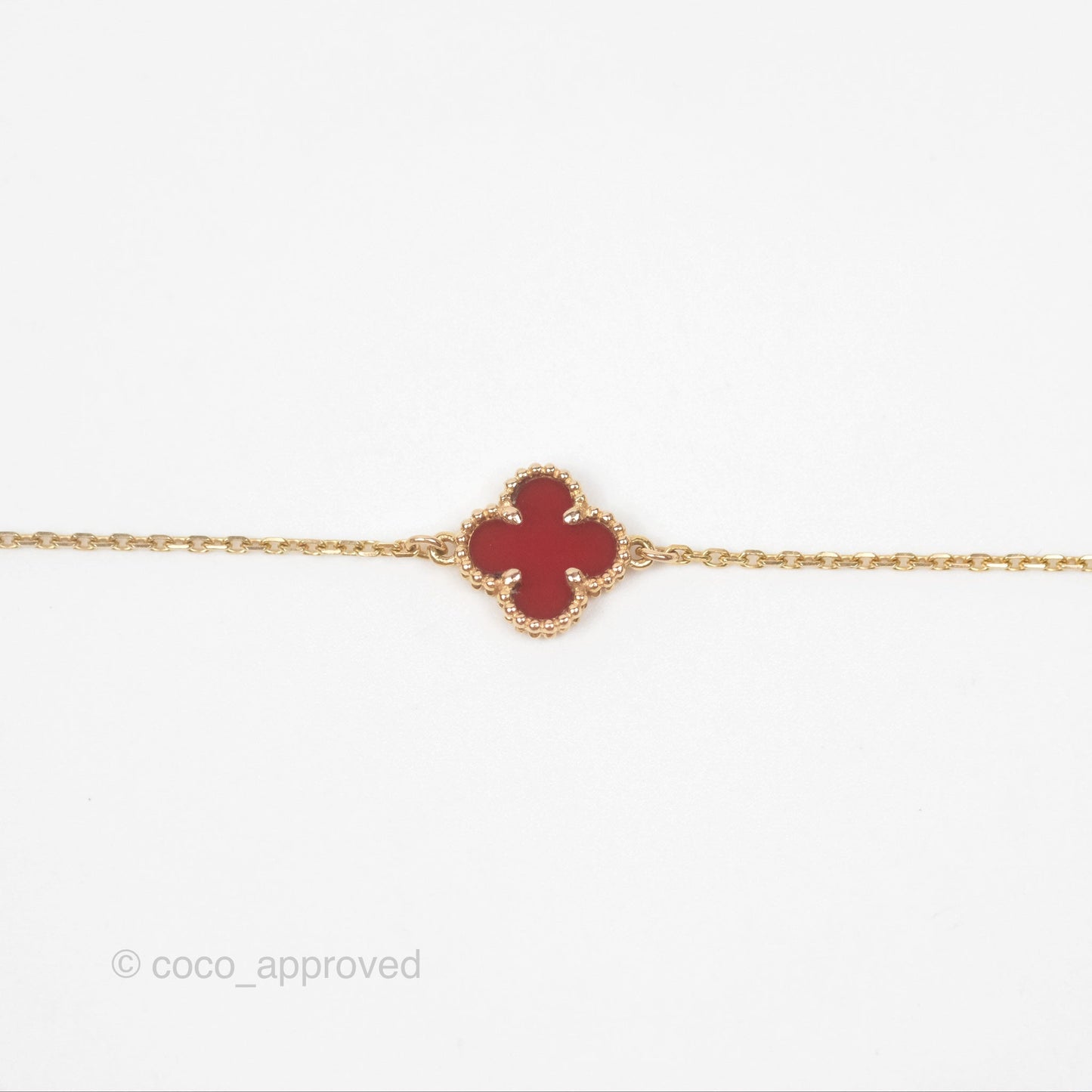 Van Cleef & Arpels Sweet Alhambra Bracelet Rose Gold Red Carnelian