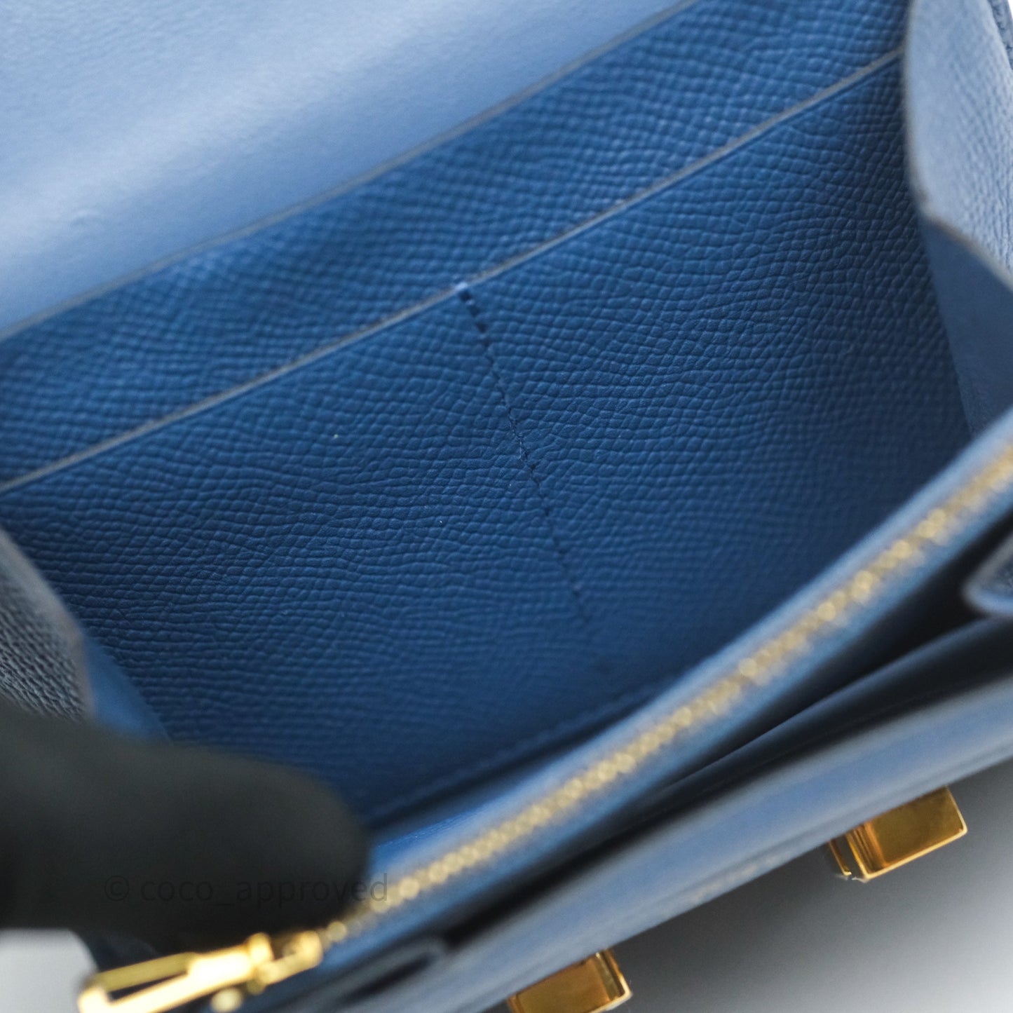 Hermès Constance Short Wallet Bleu Agate R2 Epsom Gold Hardware