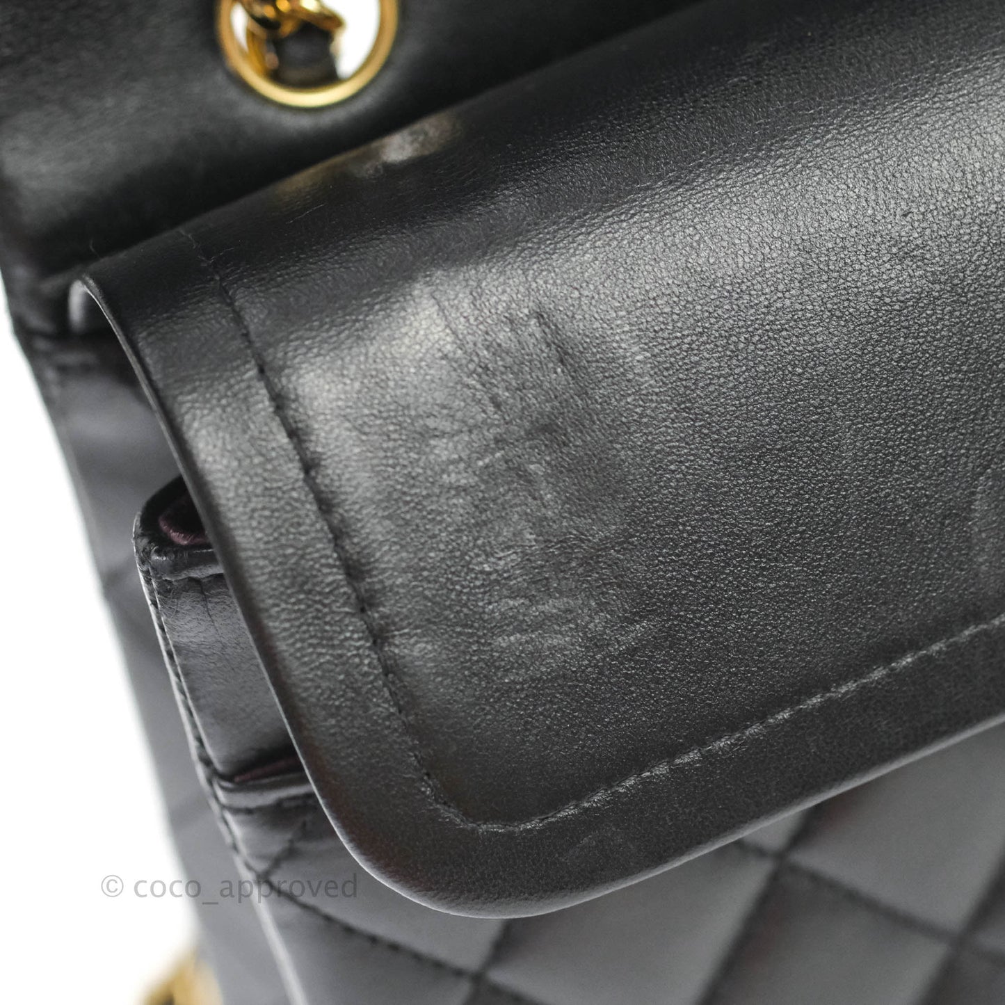 Chanel Classic M/L Medium Double Flap Black Lambskin Gold Hardware