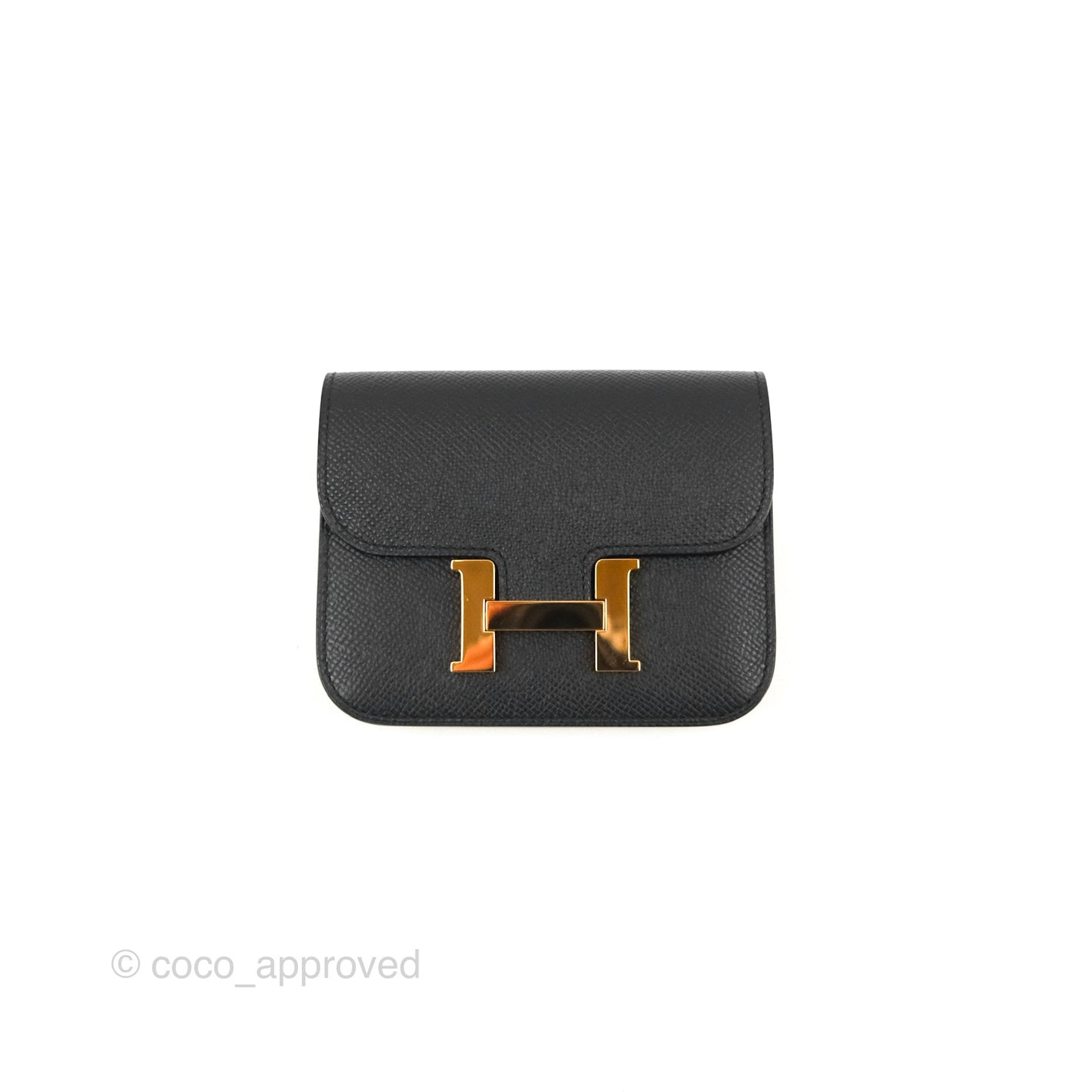 Hermès Constance Slim Wallet Black Epsom Rose Gold Hardware