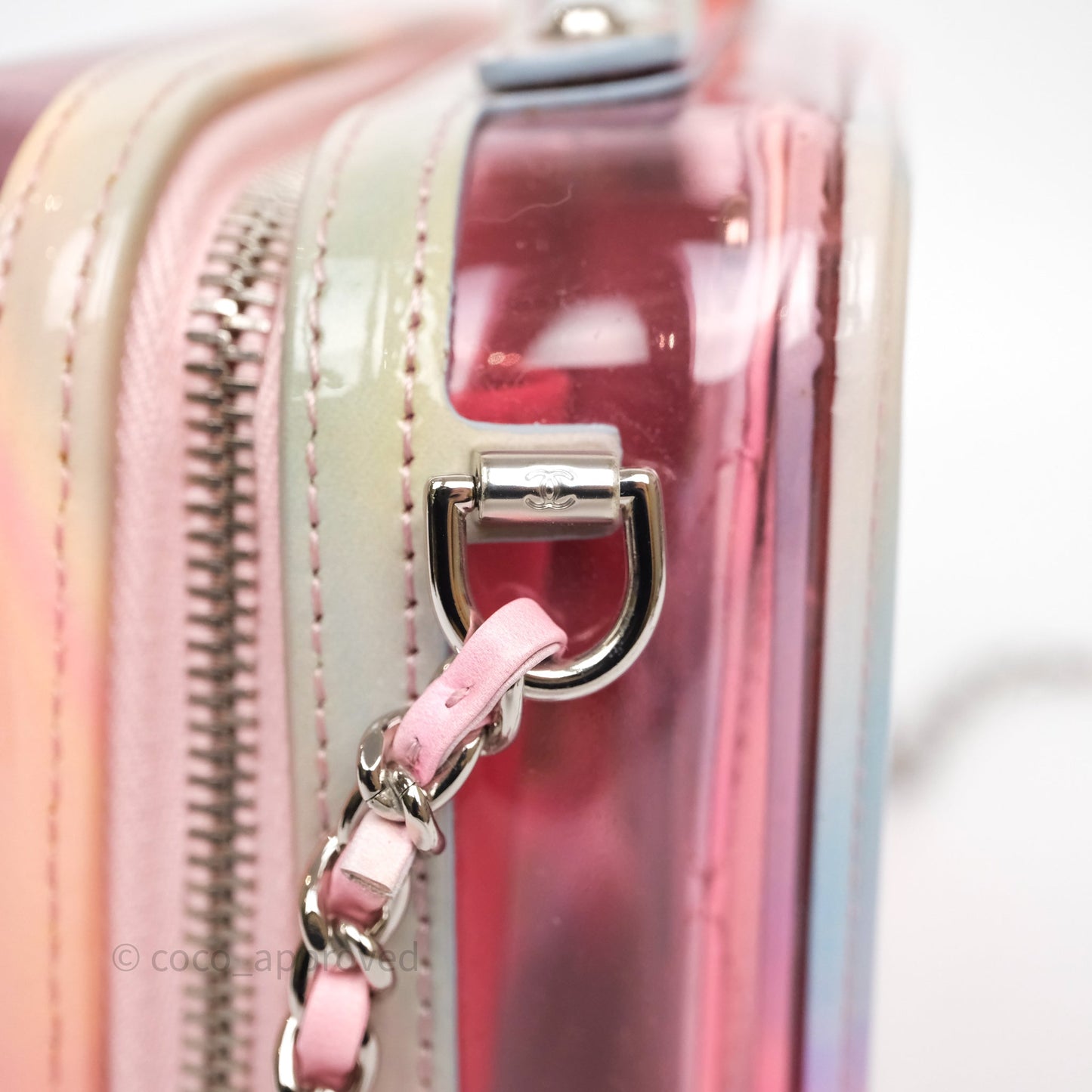 Chanel Filigree Pink Vanity Case PVC Silver Hardware