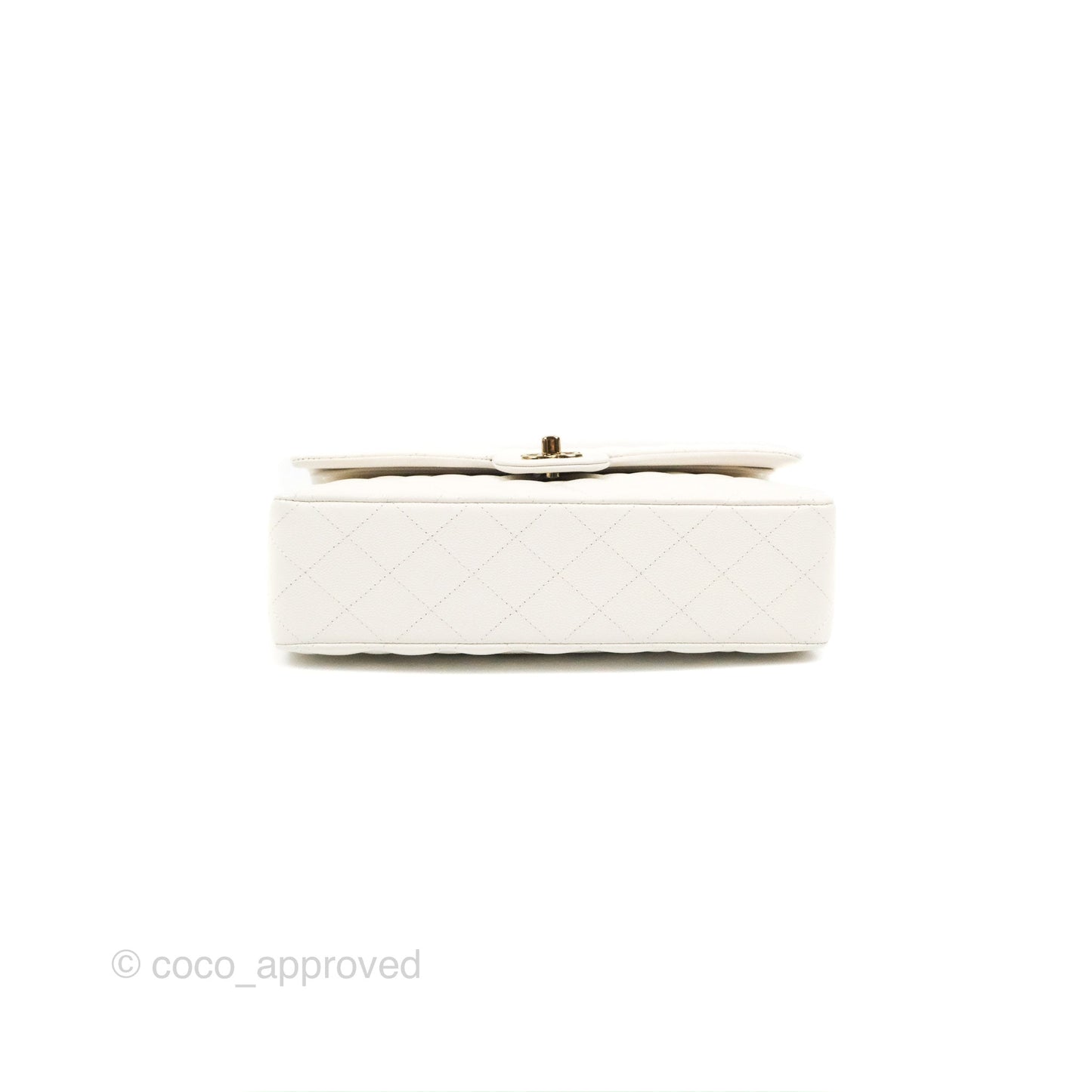 Chanel Classic M/L Medium Flap Quilted White Caviar Gold Hardware