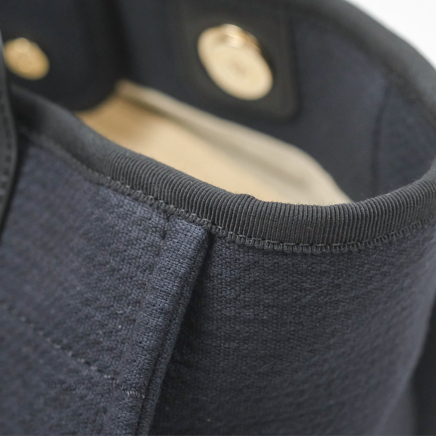 Chanel New Small Deauville Tote Dark Navy Cotton Raffia Logo