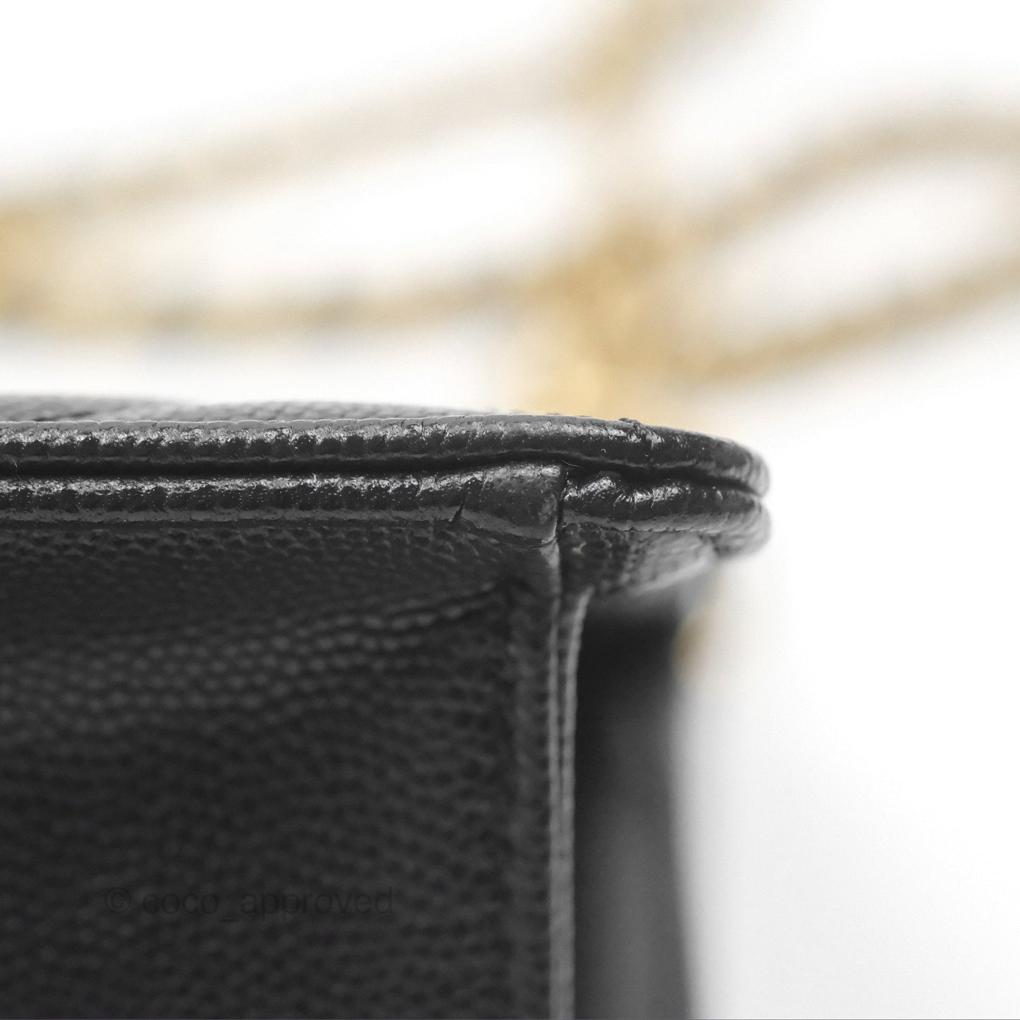 Chanel Chain Flap Bag Black Caviar Aged Gold Hardware 23A