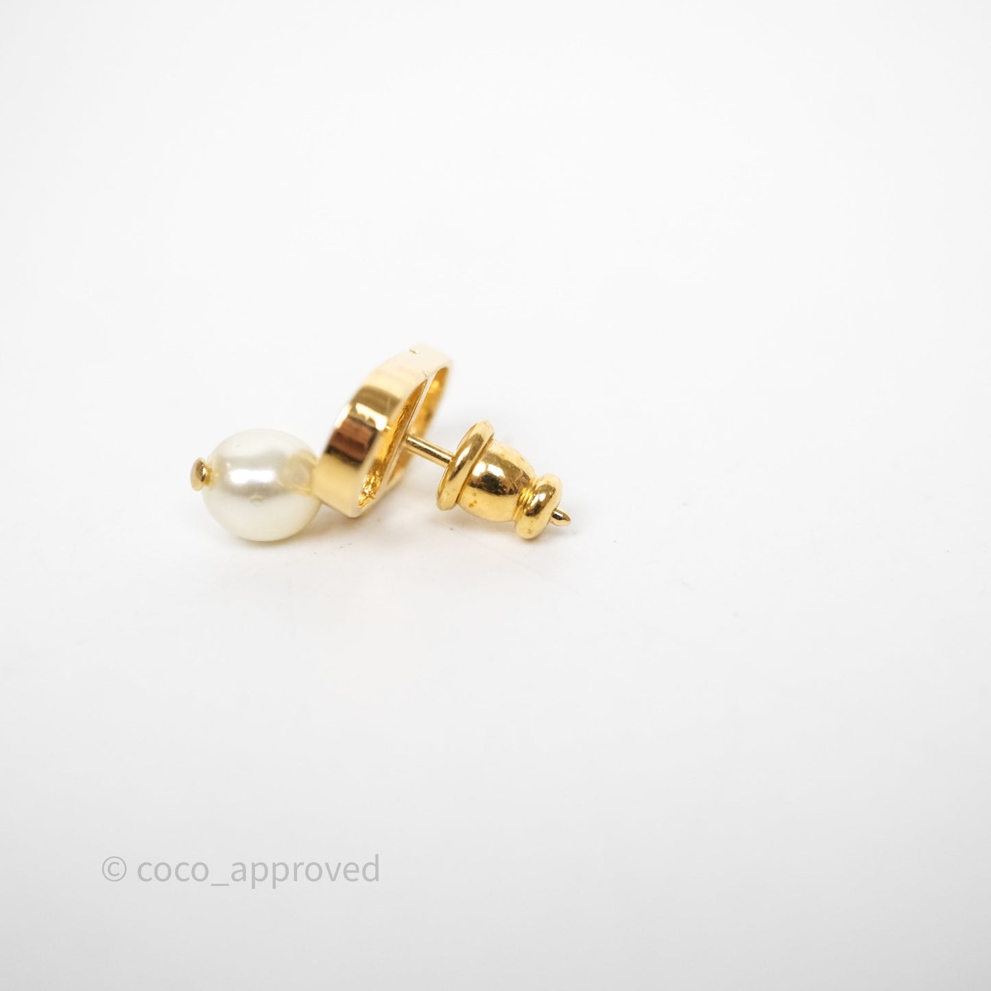 Christian Dior Petit CD Pearl Earrings Gold Tone