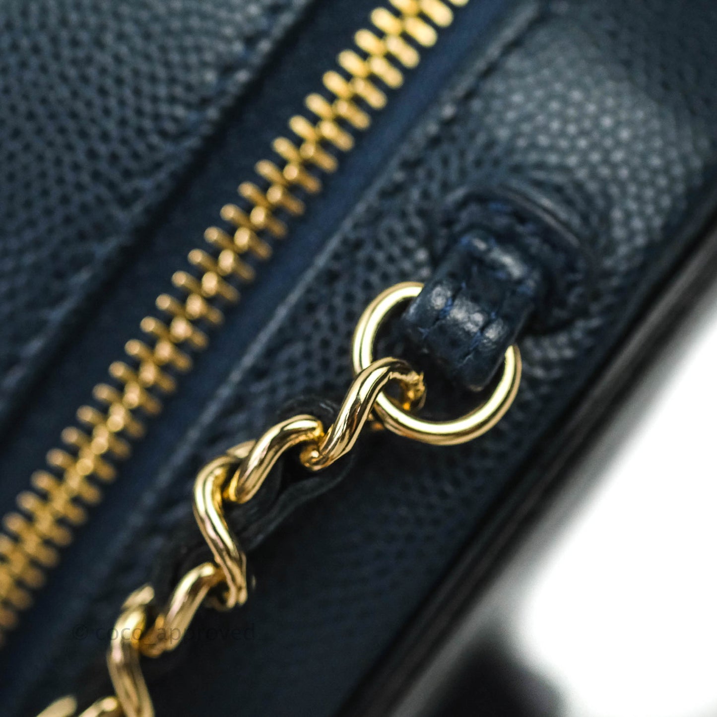 Chanel Quilted Round Filigree Clutch With Chain Navy Black Caviar Gold Hardware
