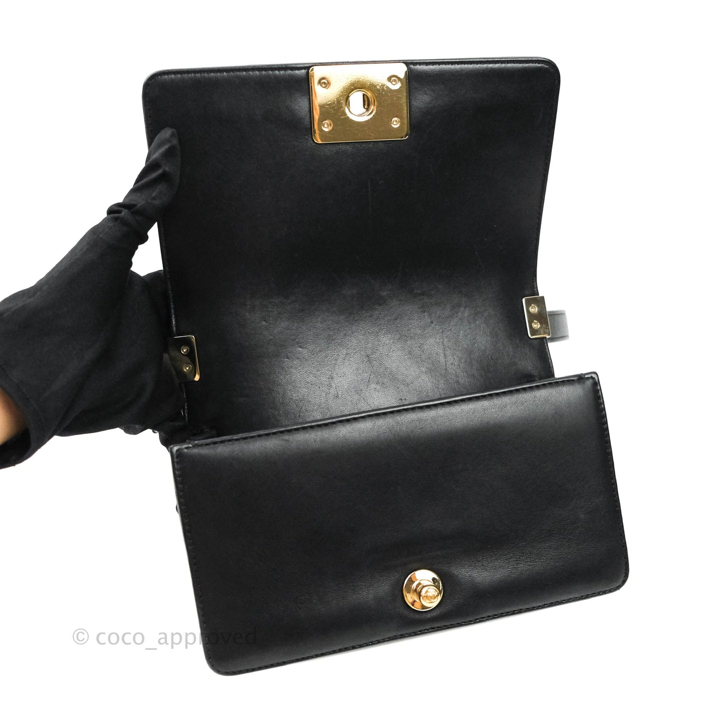 Chanel Small Boy Chevron Black Lambskin Gold Hardware